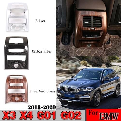 For BMW X3 X4 G01 G02 2017-2020 ABS Chrome/Pine Wood Grain/Carbon Fiber Rear Air Vent Outlet Cover Interior Car Accessories