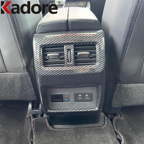 For Nissan Rogue X-trail 2021 2022 Carbon Fiber Interior Rear Seat Air Vent Outlet Cover Trim AC Frame Covers Car Accessories