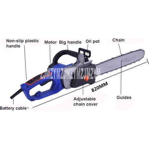 820mm Rechargeable electric chain saws high power 48V DC electric cutting saws household woodworking saw chains saws 3500r / min