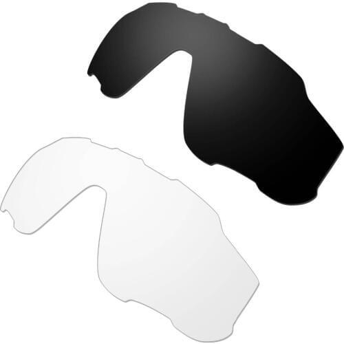 HKUCO Black/Transparent 2 Pairs Replacement Lenses For Oakley Jawbreaker Sunglasses Increase Clarity