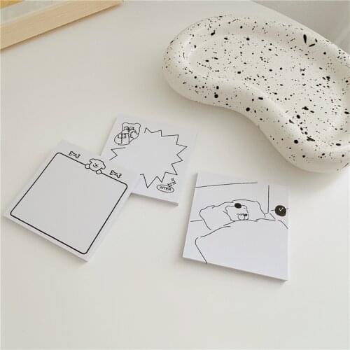 Ins same simple strokes black and white cartoon bear box list note pad long non-sticky note paper