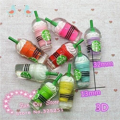 20pcs/lot 13*32mm Resin Kawaii 3D Straw Coffee Cup Miniatures|Dollhouse Decoration Miniatures