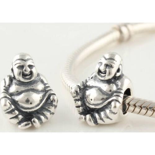Hot Selling W129 Fit Silver Charm Bracelet Authentic 100% 925 Sterling Silver Buddha Threaded Charms Beads Wholesales