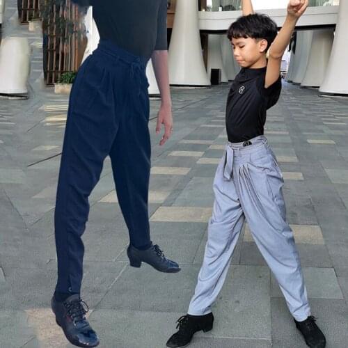 Fashion Latin Dance Pants For Boys Cha Cha Rumba Samba Tango Latin Trousers Practice Clothes Latin Dance Costumes Kids DQS4562