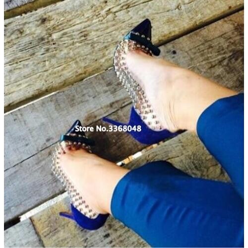 Fashion PVC Transparent Rivet Studded Bowtied Pumps Woman 2019 Pointed Toe Gladiator Heels Party Dress Shoes Bule Red Black