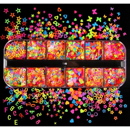 Heart Shape Neon Nail Glitter Epoxy Resin Mold Filling Materials Shining Glitter Sequin For DIY Making Resin Art Craft Pigment