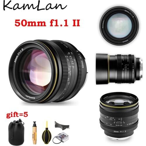 KamLan 50mm f1.1 II APS-C Large Aperture Manual Focus Lens for Canon EOS M Sony E Fuji X M4/3 mount for Mirrorless Camera Lens