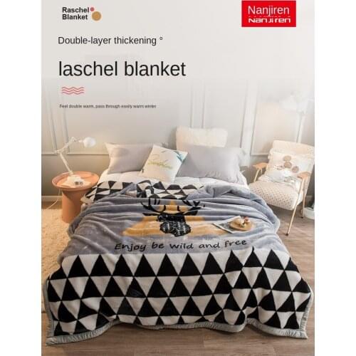 Blanket quilt thick warm double-layer raschel coral flannel dormitory sheets cover blankets for students and people in winter