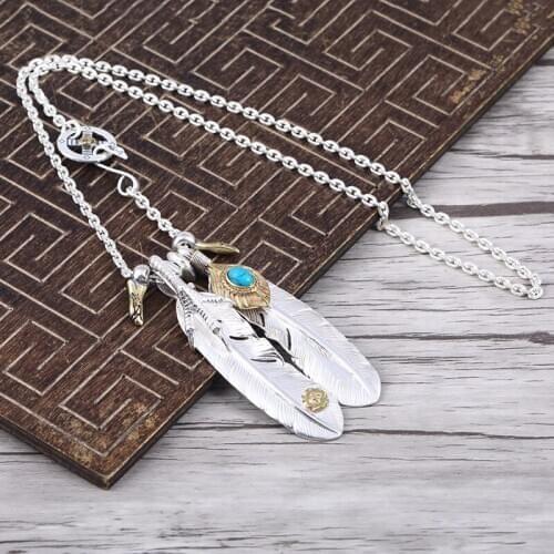 Takahashi Goros Feather Men And Women S925 Sterling Silver Chain Personality Eagle Claw Retro Thai Silver Set Necklace