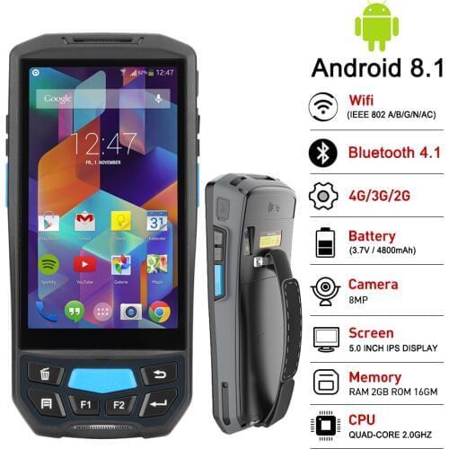 PDA Scanner Rugged data collector Handheld Terminal Wireless Wifi 4G bluetooth GPS Android 8.1 barcode scanner 1D 2D QR Reader