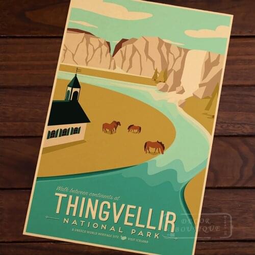 Reykjavik Iceland Landscape Art Beauty Painting Vintage Retro Canvas Painting Frame Poster DIY Wall Home Posters Home Decor Gift