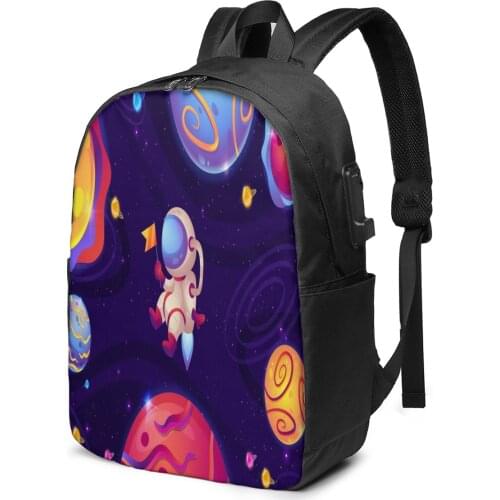 Teenage Backpack for School Boy Girl Colorful Galaxy School Bag USB Charging Bookbag