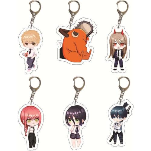 20Pcs/Lot Popular Manga Chainsaw Man Anime Keychain Pochita Power Angel Key Chain Bag Pendant Acrylic Keyring Fans Collection