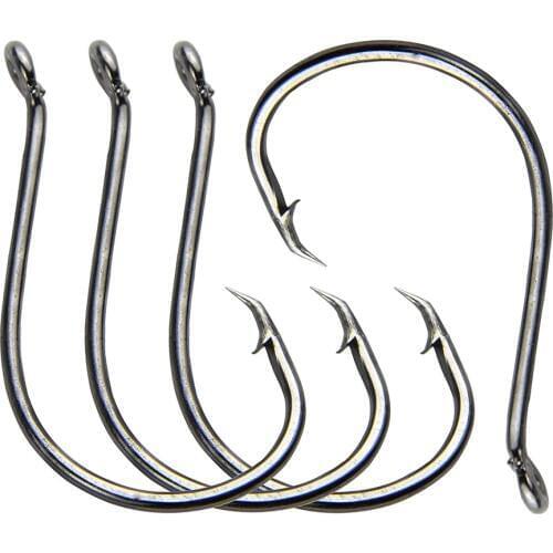 Shaddock Fishing 100pcs 7384 High Carbon Steel Octopus Saltwater Fishing Hooks 2X Strong Black Offset Sport Circle Bait Hooks