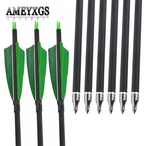 6/12pcs Shooting Turkey Feathers Arrow Spine 500 80.5cm Mix Carbon Arrow for Compound Recurve Bow Hunting Archery Accessories