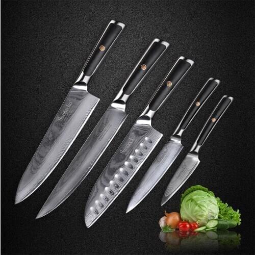 SUNNECKO Chef Knife Damascus Santoku Knife Japanese VG10 Core Stee lBlade Kitchen Knives G10 Handle Slicing Utility Paring Knife
