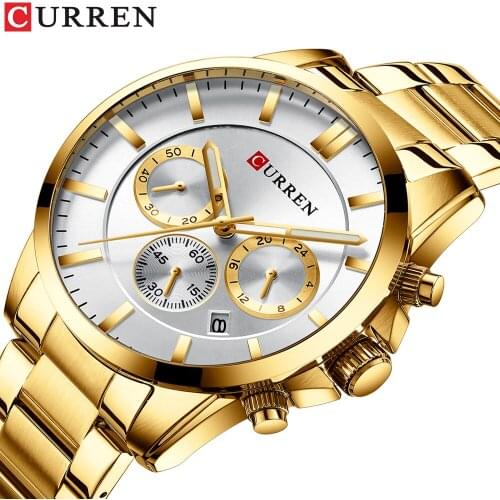 Top Brand CURREN New Sports Watch Men Fashion Casual Quartz Wristwatch Business Gentlemen Stainless Steel Military Clock 8358