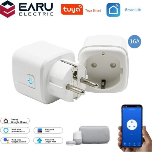 16A EU Smart Wifi Power Plug Energy Monitor Timer Smart Home House Wifi Wireless Socket Outlet for Alexa Google Home by Tuya App