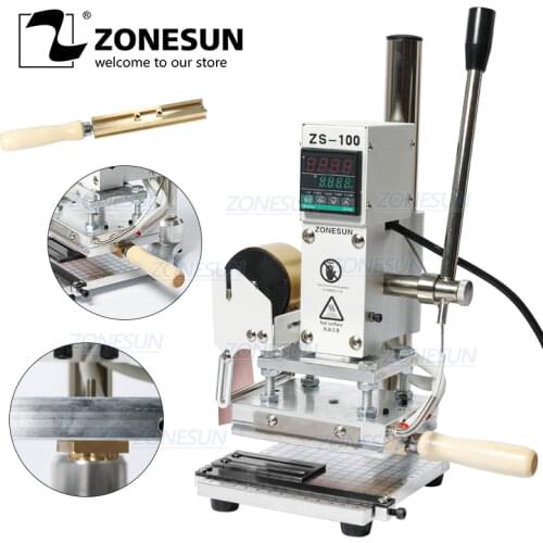 ZONESUN Hot Foil Stamping Machine Dual Purpose Manual Bronzing Embossing Machine Embosser for PVC Card leather wood paper