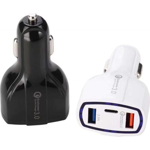 1pc High Quality Dual USB Tablet 3 Ports Auto Car 3.0 Quick Adapter Type C Charger Fast Charging for Samsung Xiaomi IPhone