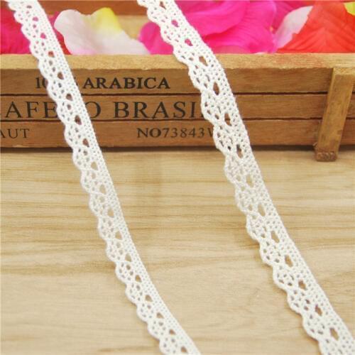 10-12mm Cotton Lace Trim Ivory Fabric Sewing Accessories Cloth Wedding Dress Decoration Ribbon Craft Supplies 500yards LC003