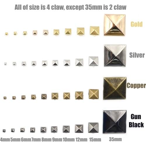 100Pcs 4 Claw Spike Nailheads Pyramid Studs Rivets Leathercraft Diy For Bracelets Clothes Bags Shoes Belt Apparel Accessories