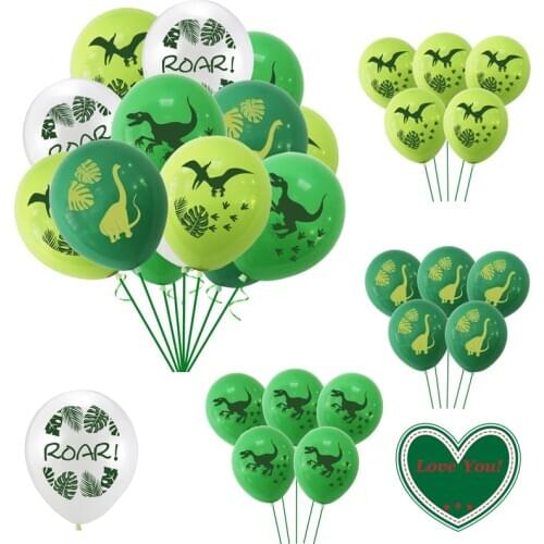 12pcs 12-inch dinosaur print latex balloon childrens birthday party decoration balloon forest cartoon animal theme globos