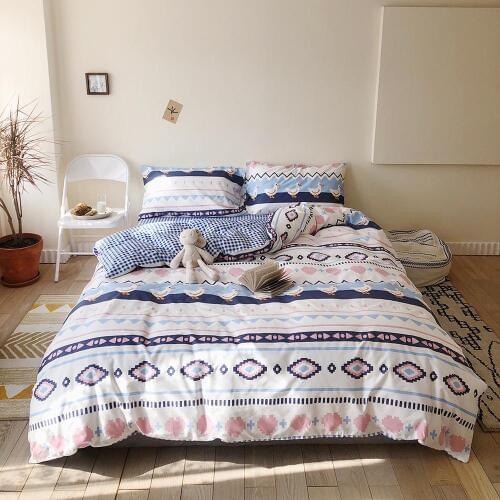 WUJIE 2Pcs/3Pcs 100% Cotton Duvet Cover Set with Pillowcase Cartoon Pattern Breathable Cute Bedding Set for Kids Bedroom Decor