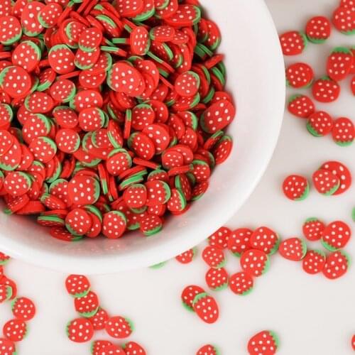 20g/Lots Strawberry Leaves Slices Polymer Hot Clay Sprinkles Scrapbooking Nail Art Decoration DIY Slime Filling Accessories 5mm