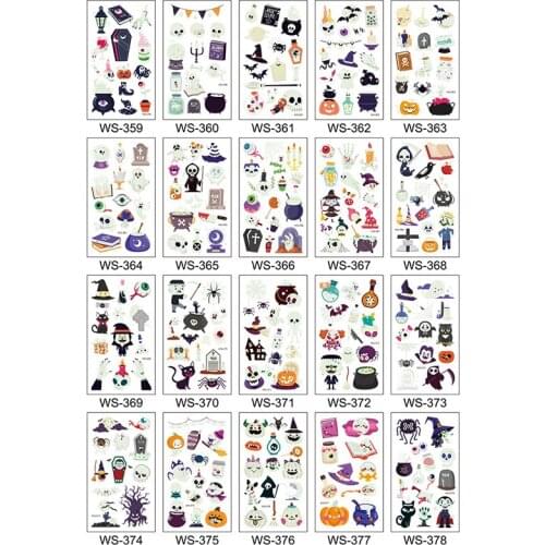 20 Sheets Temporary Tattoos Stickers Luminous Tattoo Stickers Waterproof Long Lasting Halloween Makeup Set JR Deals