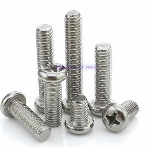 200pcs/Lot GB818 Metric M1.0 304 Stainless Steel Cross Screw Phillips Pan Head Screws Brand New