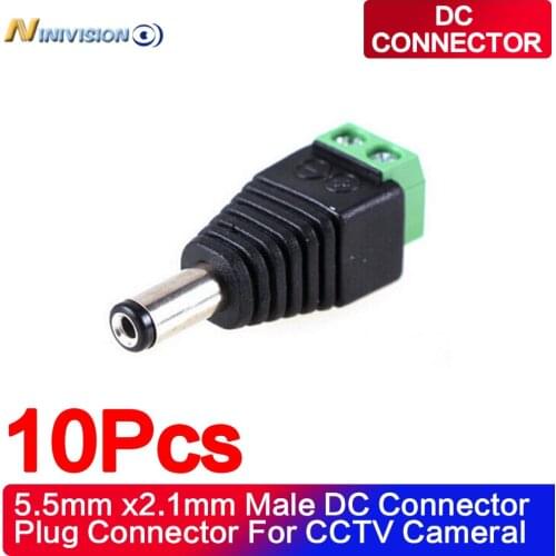 2017 Hot sale,10Pcs/lot 5.5mm*2.1mm DC Connector CCTV Power BNC Connector for CCTV Camera