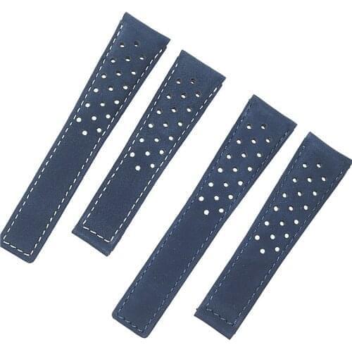 22mm 24mm Leather Strap For Tag Heuer Carrera Series Mens Frosted Breathable Hole Soft Thick Watchband Wristband Bracelet Belt