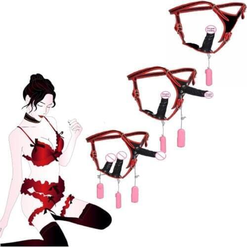 3 Style Dildo Vibrating Leather Pants Anal /Vaginal Plug Vibrator Sex Toys Chastity Belt Condom Lesbian Pants Sex Products