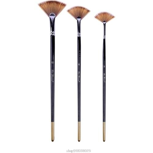 3 Fan-shaped Copper Tube Mixed Color Watercolor Nylon Hair Brushes Set Rod Oil Acrylic Painting Brush Pen Art Supplies F24 21