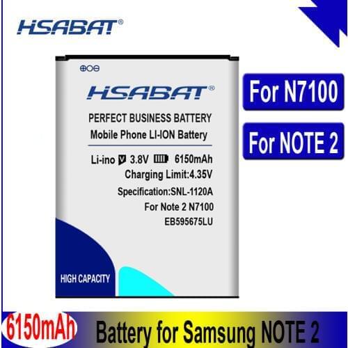 HSABAT 6150mAh Battery EB595675LU for Samsung Galaxy Note 2 II note2 N7100 Note 2 LTE N7105 N7102 T889 L900 Verizon i605 N719