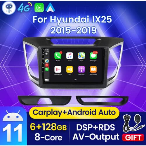 6G+128GB Android 11 Car Radio Multimedia For Hyundai Creta IX25 2015 2016 2017 2018 2019 GPS Navigation WIFI BT5.0 Carplya Auto