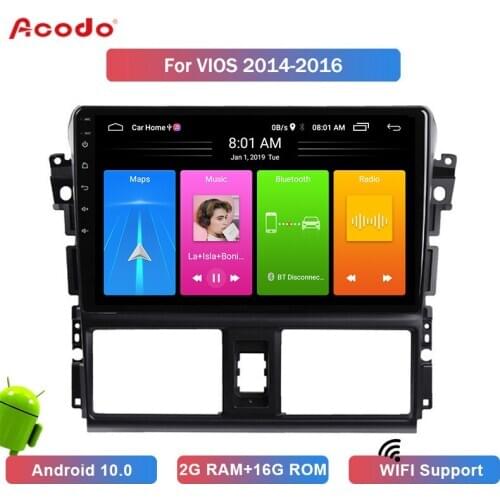 ACODO 2+16G Android 10.0 Car Radio Multimedia Player For Toyota VIOS 2014-2016 Navigation GPS 2 din