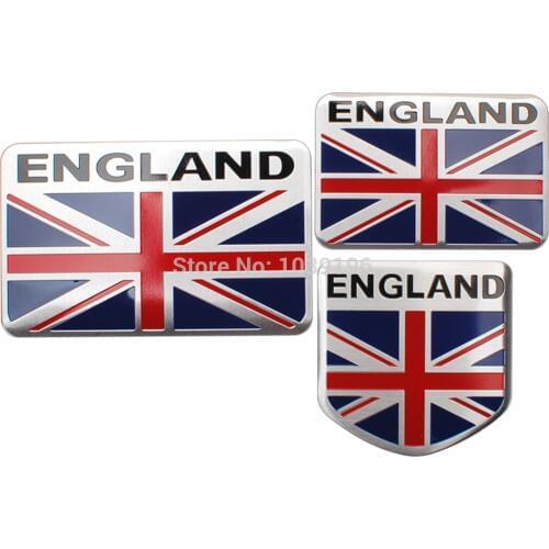 Car Styling New Design England National Flag Set 3D Metal Chrome Aluminium Alloy 3D Emblem Badge Sticker Decal Auto Accessory