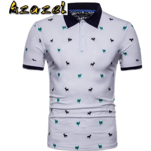 Free shipping Summer New Brand Polos Male Lapel Shirt Mens Printed POLO Shirts Cotton Short Sleeve Stand Collar Camisas Top