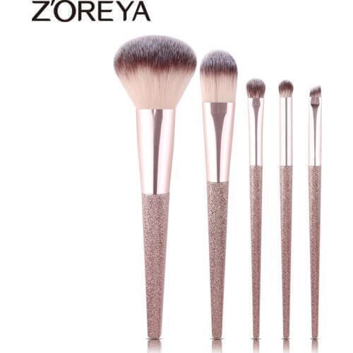 Zoreya Brand 5pcs Face Makeup Brush Eye Make Up Tools Portable Makeup Brushes Set Powder Foundation Eye Shadow Blending Brush