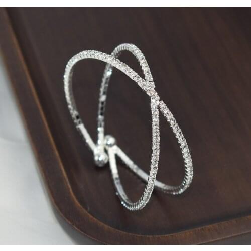Elegant Fashion Wedding Jewelry Charm Bangles Cross opening bracelet Womens Geometric Round Crystal Bangles & Bracelets gifts