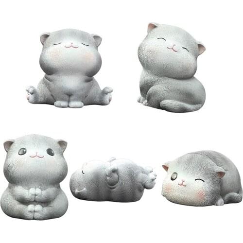 Cat Figurines Animal Character Toy for Cake Topper Plant Automobile Decorations Kitten Easter Eggs Furniture Ornament N0PA