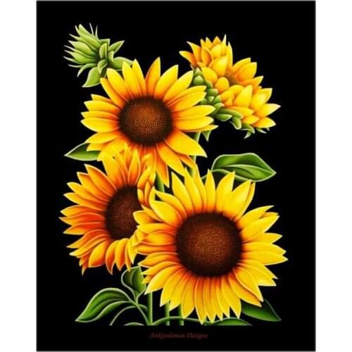 Counted Cross Stitch Kits Needlework Embroidery - Crafts 14 ct Aida DMC Color DIY Arts Handmade Home Decor - Golden Sunflowers