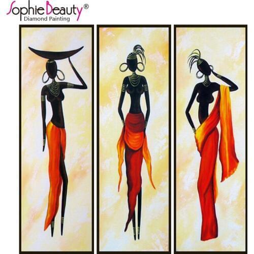 Sophie Beauty New Full Round Diy Diamond Painting Cross Stitch Resin Beaded Embroidery Handcraft Mosaic Black Lady Red Home Arts