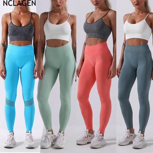 NCLAGEN Seamless Suit Women 2 Piece Yoga Set Fitness Leggings High Waist Gym Top Push-up Workout Bra Sport Outfit Sexy Sportwear