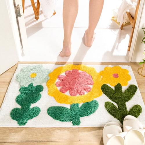 Carpets for Living Room Flower Printed Parlor Bedroom Chair Rugs Toilet Bath Decorate Non-slip Door Bath Mat