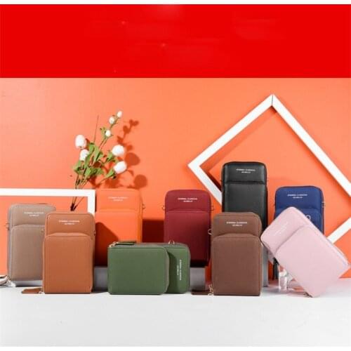 Zipper Bag Mobile phone bag Womens Single shoulder Three layer Messenger Purse Demeanour Solid Color