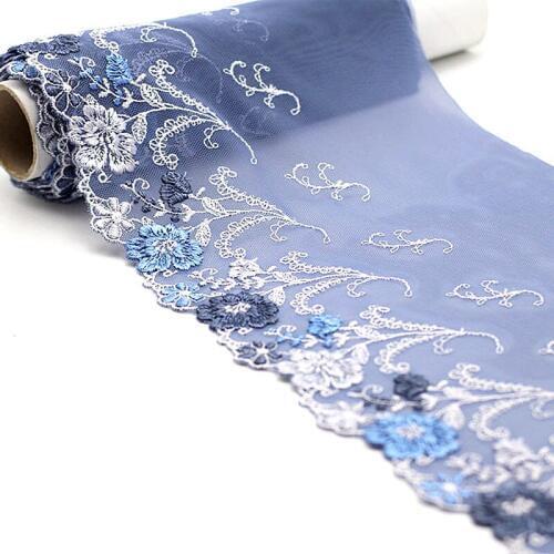 MLAEY 2y/lot Exquisite Embroidered Lace Trim,Blue Lace Fabric ,Quality Lace Ribbon , DIY Craft&Sewing Dress Clothing Accessor