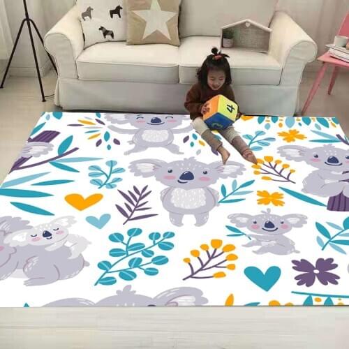 Cartoon Koala Shaggy Anti-Skid Floor play Mats 3D Carpet Non-slip Rug Dining Living Room Soft Kids Bedroom Mat Carpet